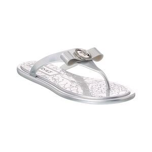 Versace Ribbon Rubber Sandal, Silver